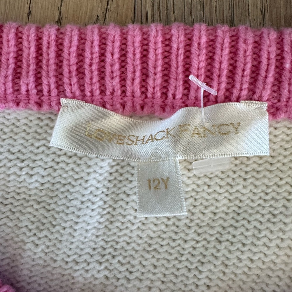 LoveShackFancy Girls Daughtry Pullover Bow Print Sweater Size 12 - Picture 3 of 4